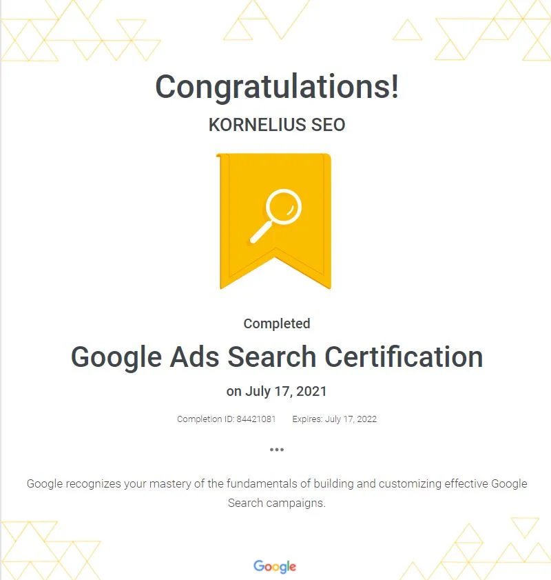 Google Ads Search Certification 2021