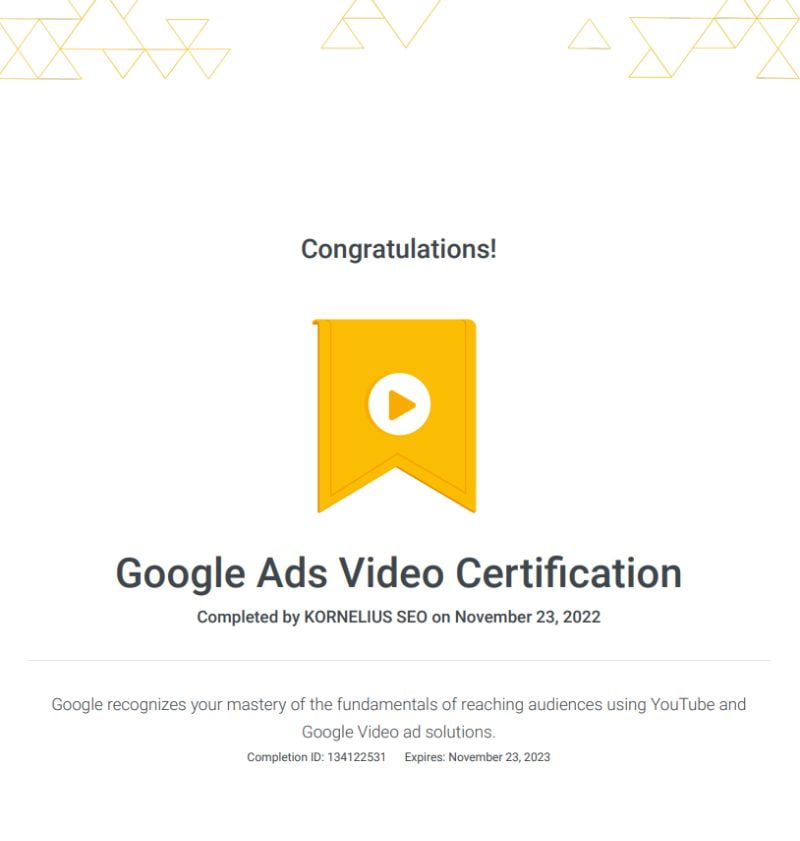 Google Ads Video Certification 2022