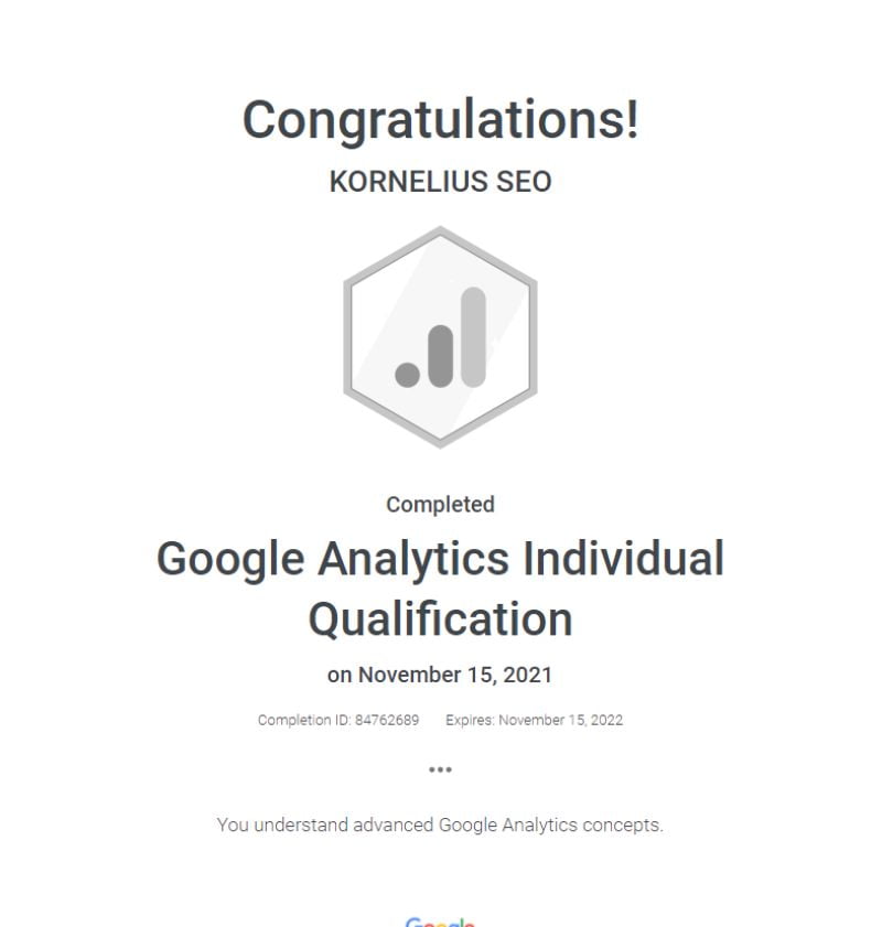 Google Analytics Individual Qualitication 2021