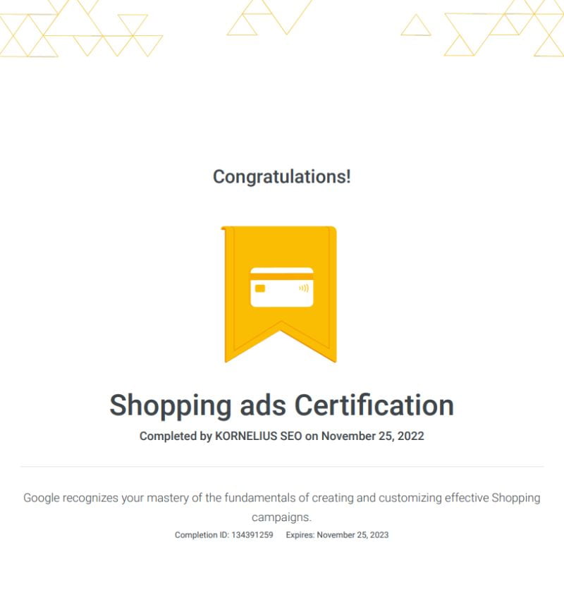 Shopping Ads Certification 2022