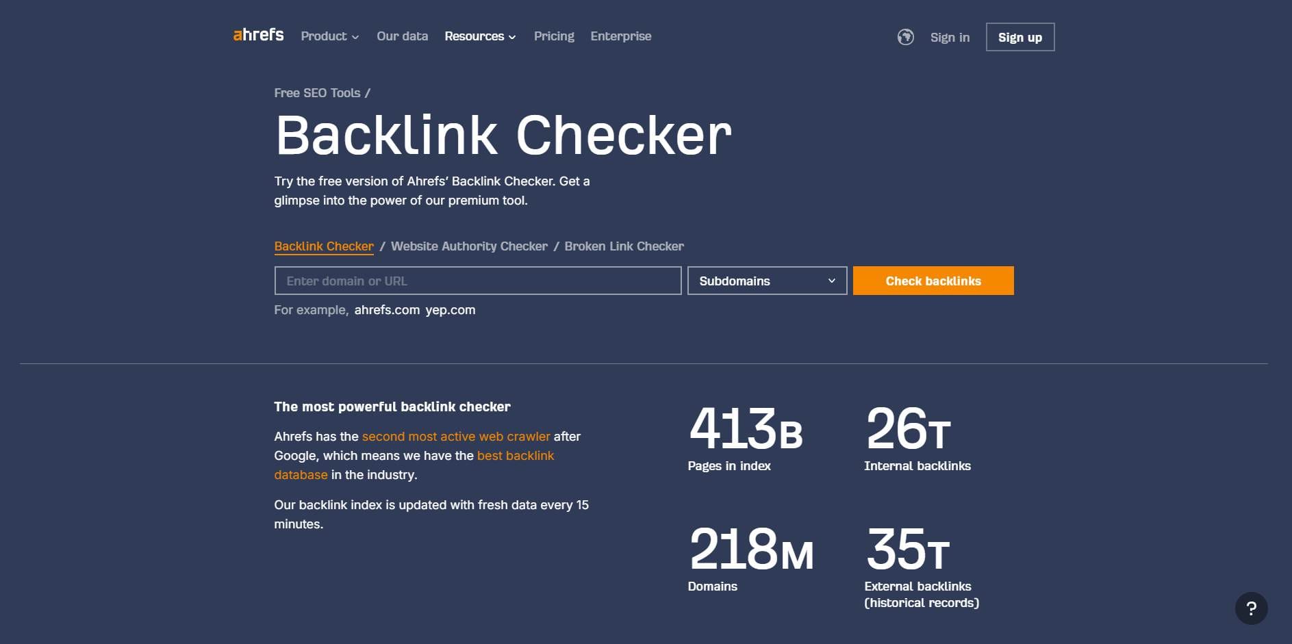 Backlink Checker ahrefs