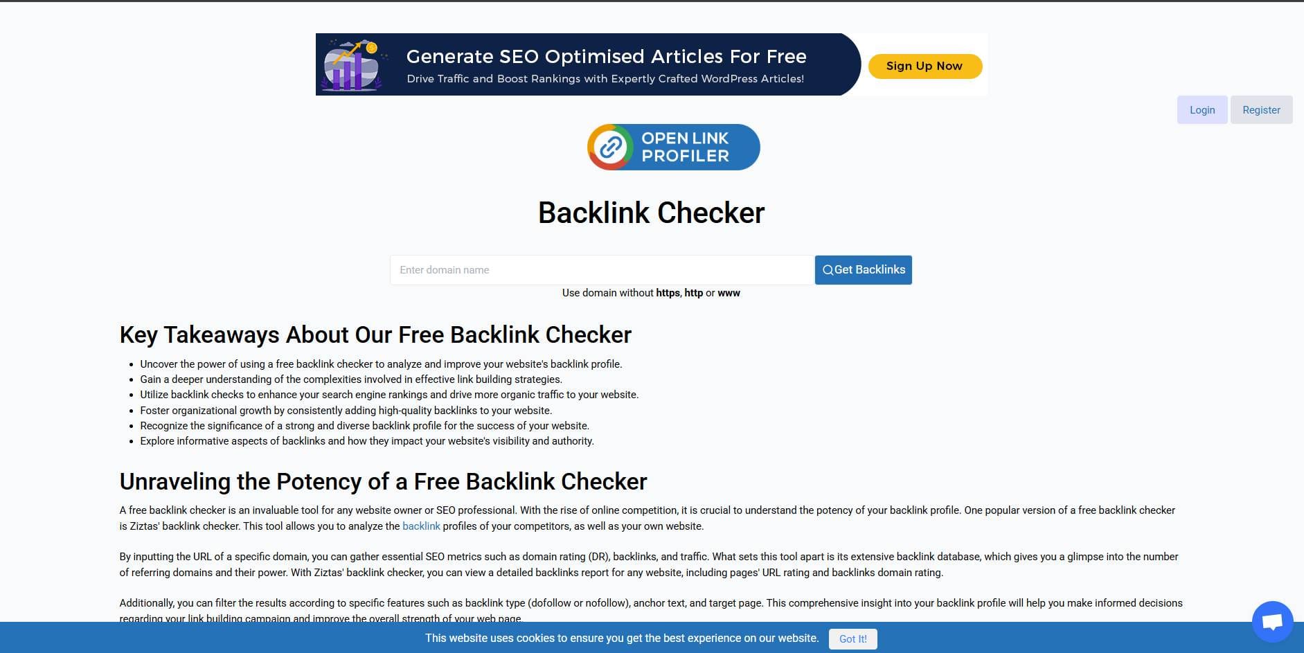 free check backlinks OpenLinkProfile