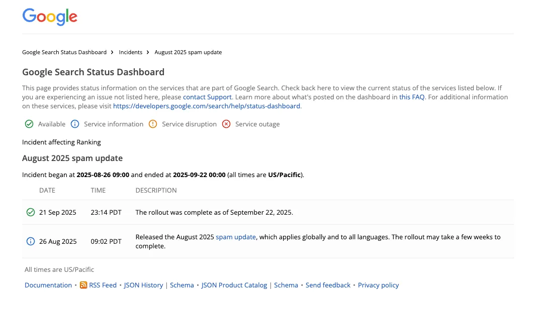 google August 2025 Spam Update