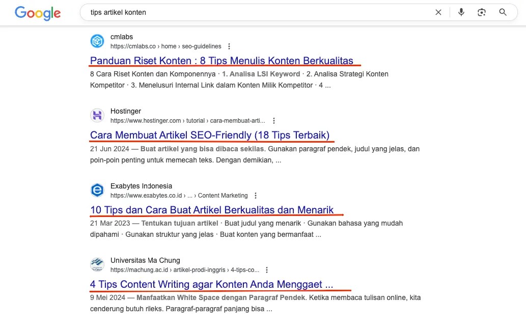 Rahasia Cara Kerja Algoritma Google yang Jarang Orang SEO Bocorin contoh pencarian google