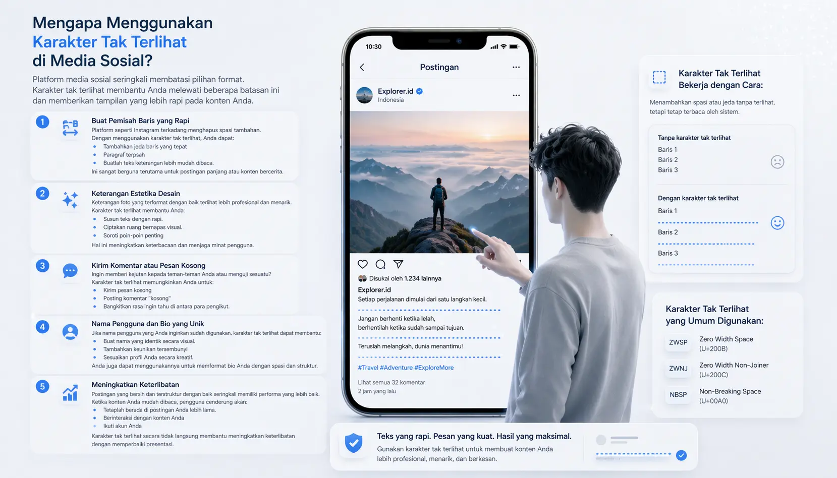 Mengapa Menggunakan Karakter Tak Terlihat di Media Sosial?